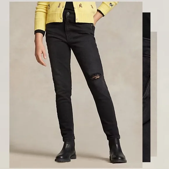 Ralph Lauren Skinny High Rise Black Jeans - Picture 6 of 10